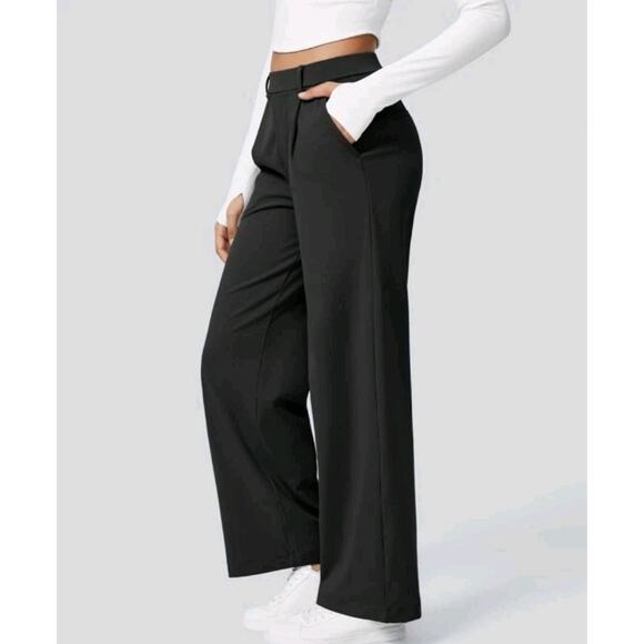 Halara Flex High-Wasted Pocket Straight Leg Work Pants Women’s Tall XL Black New - Picture 1 of 8